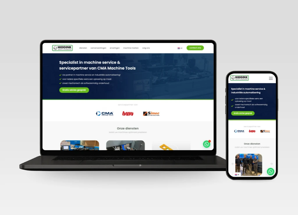 Website laten maken Aalten voorbeeld Hiddink Service Automation